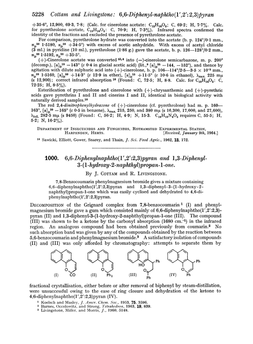 1000. 6,6-Diphenylnaphtho(1′,2′:2,3)pyran and 1,3-diphenyl-3-(1-hydroxy-2-naphthyl)propan-1-one