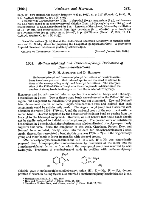 1001. Methanesulphonyl and benzenesulphonyl derivatives of benzimidazolin-2-one