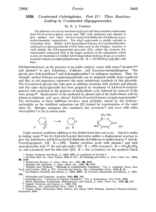 1038. Unsaturated carbohydrates. Part II. Three reactions leading to unsaturated glycopyranosides