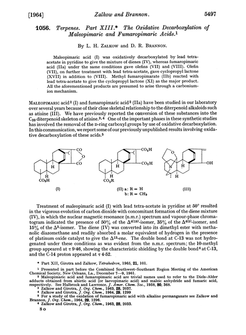 1056. Terpenes. Part XIII. The oxidative decarboxylation of maleopimaric and fumaropimaric acids