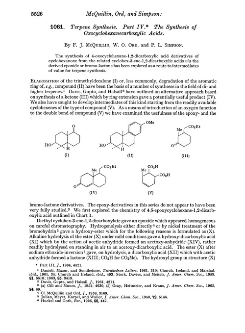 1061. Terpene synthesis. Part IV. The synthesis of oxocyclohexanecarboxylic acids