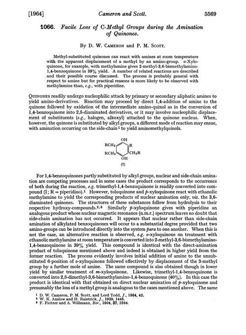 1066. Facile loss of C-methyl groups during the amination of quinones