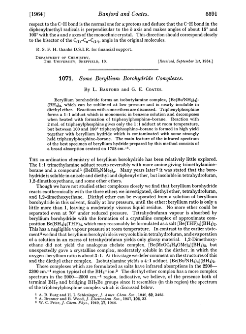 1071. Some beryllium borohydride complexes