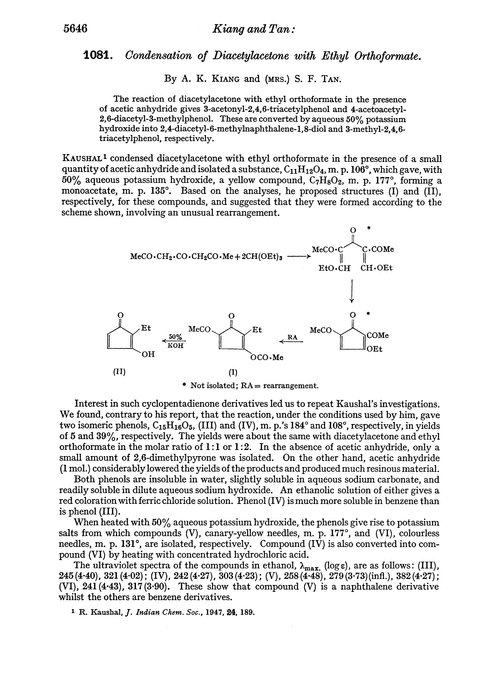 1081. Condensation of diacetylacetone with ethyl orthoformate