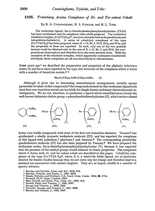1105. Tritertiary arsine complexes of Bi- and ter-valent cobalt