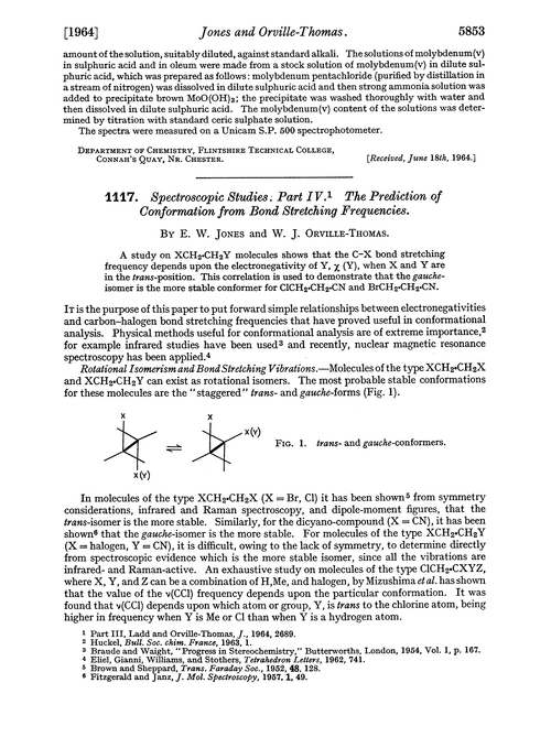 1117. Spectroscopic studies. Part IV. The prediction of conformation from bond stretching frequencies