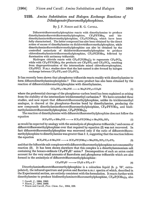 1155. Amine substitution and halogen exchange reactions of dihalogenotrifluoromethylphosphines