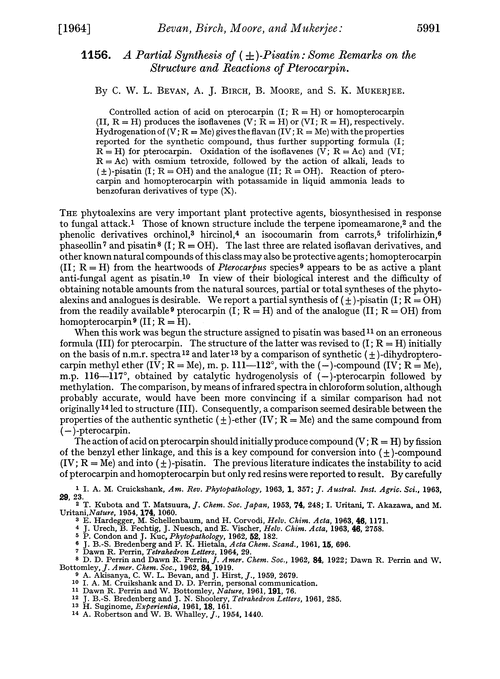 1156. A partial synthesis of (±)-pisatin: some remarks on the structure and reactions of pterocarpin