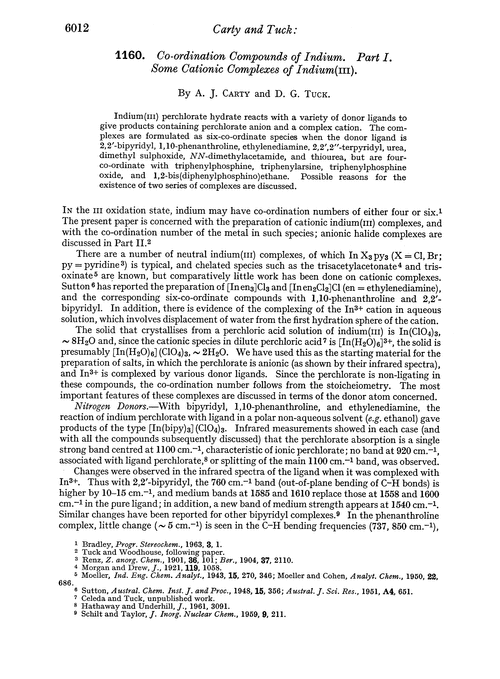 1160. Co-ordination compounds of indium. Part I. Some cationic complexes of indium(III)