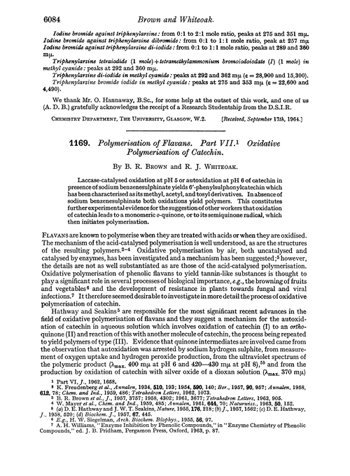 1169. Polymerisation of flavans. Part VII. Oxidative polymerisation of catechin