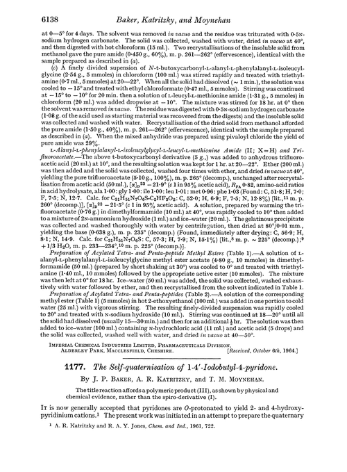 1177. The self-quaternisation of 1-4′-iodobutyl-4-pyridone