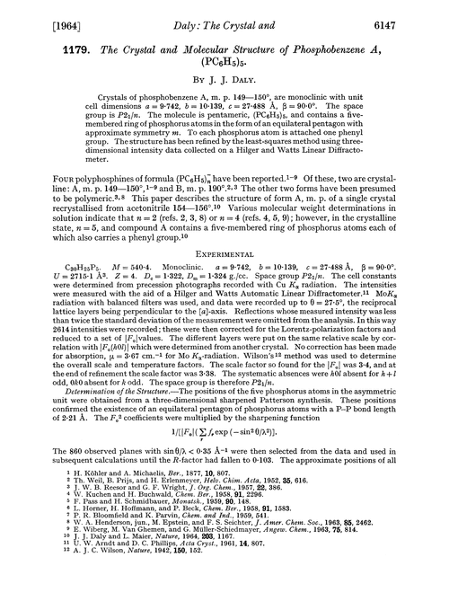 1179. The crystal and molecular structure of phosphobenzene A, (PC6H5)5