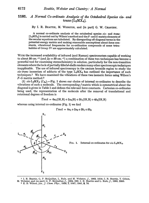 1181. A normal co-ordinate analysis of the octahedral species cis- and trans-[L2MX4]