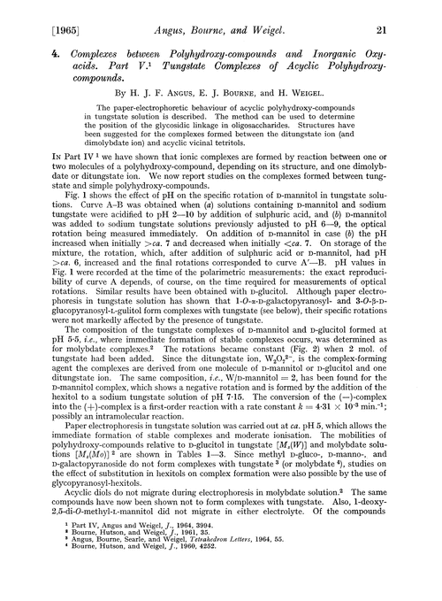 4. Complexes between polyhydroxy-compounds and inorganic oxy-acids. Part V. Tungstate complexes of acyclic polyhydroxy-compounds