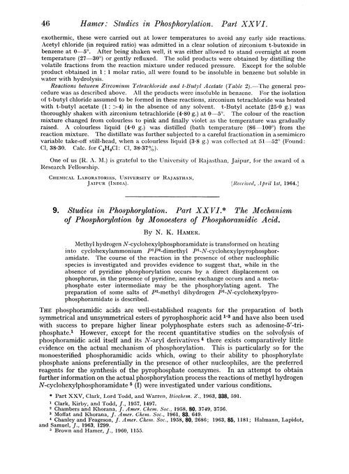 9. Studies in phosphorylation. Part XXVI. The mechanism of phosphorylation by monoesters of phosphoramidic acid