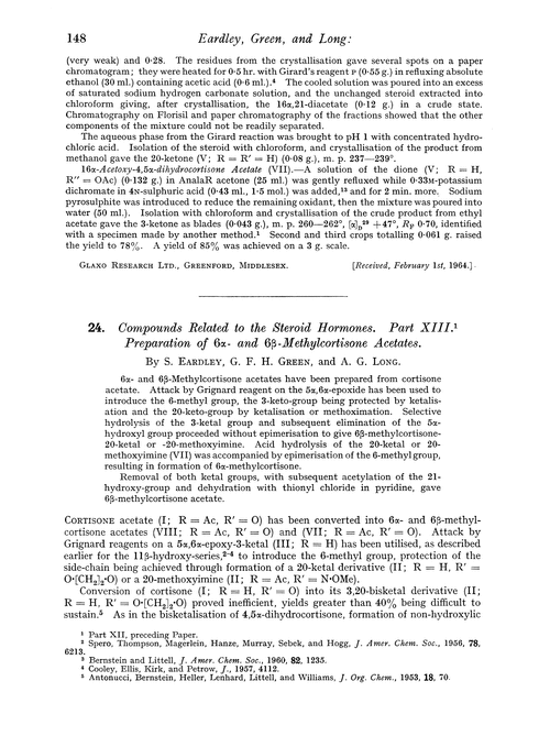 24. Compounds related to the steroid hormones. Part XIII. Preparation of 6α-and 6β-methylcortisone acetates