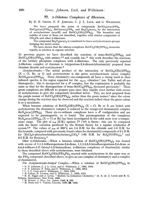 77. β-Diketone complexes of rhenium