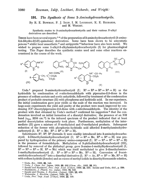 191. The synthesis of some 3-aminohydrocarbostyrils