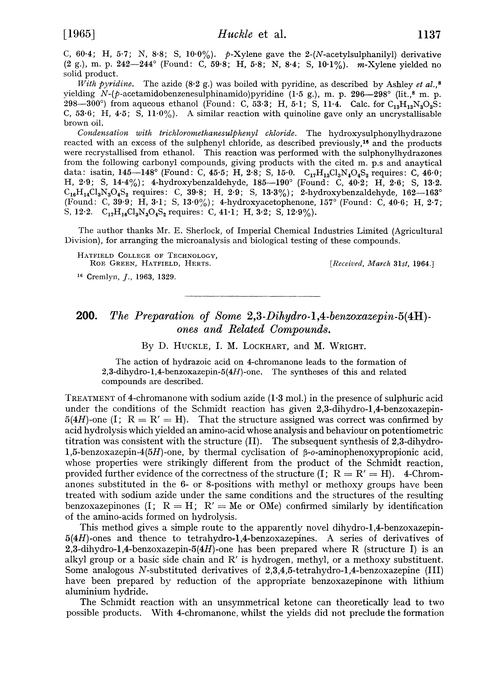 200. The preparation of some 2,3-dihydro-1,4-benzoxazepin-5(4H)-ones and related compounds