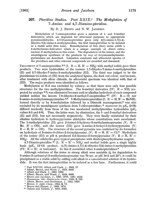 207. Pteridine studies. Part XXIX. The methylation of 7-amino- and 4,7-diamino-pteridine