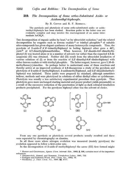 219. The decomposition of some ortho-substituted azido- or azidomethyl-biphenyls