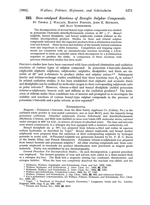 222. Base-catalysed reactions of benzylic sulphur compounds