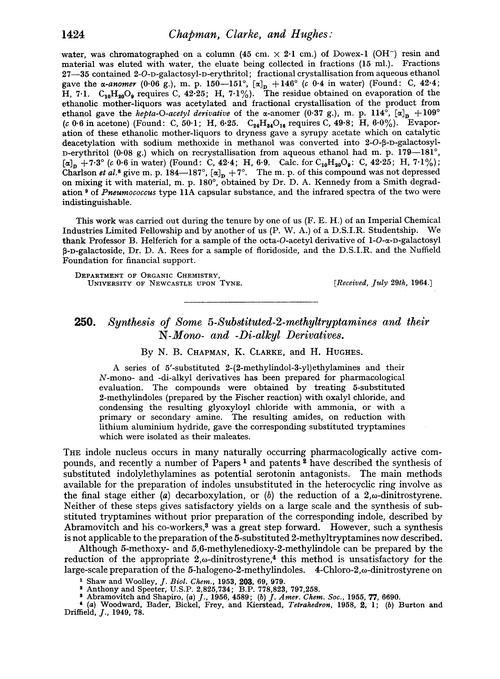 250. Synthesis of some 5-substituted-2-methyltryptamines and their N-mono- and -di-alkyl derivatives