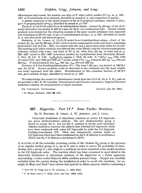 257. Bipyrroles. Part IV. Some further reactions