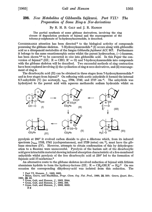 298. New metabolites of Gibberella fujikuroi. Part VII. The preparation of some ring-B nor-derivatives