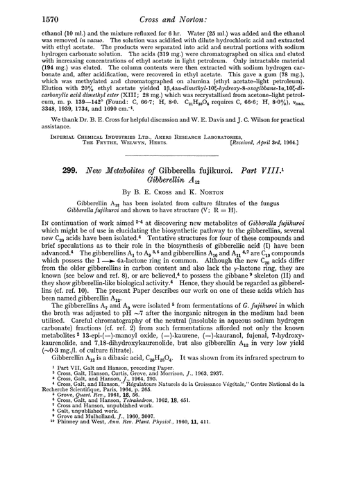 299. New metabolites of Gibberella fujikuroi. Part VIII. Gibberellin A12