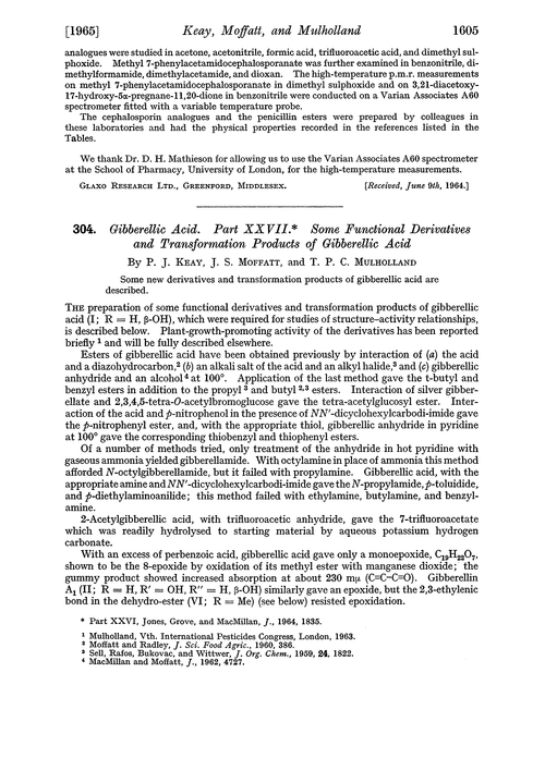 304. Gibberellic acid. Part XXVII. Some functional derivatives and transformation products of Gibberellic acid