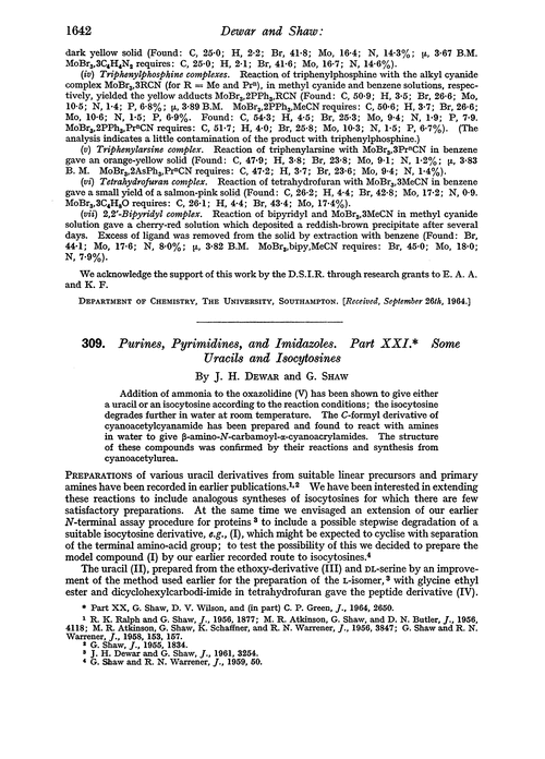 309. Purines, pyrimidines and imidazoles. Part XXI. Some uracils and isocytosines