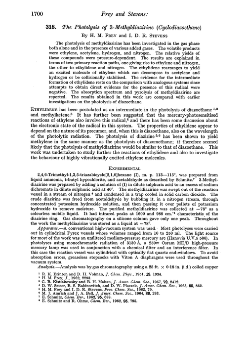 318. The photolysis of 3-methyldiazirine (cyclodiazoethane)