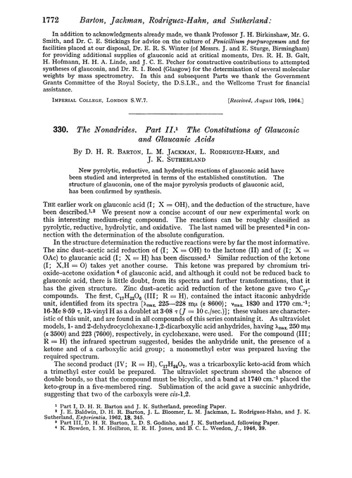 330. The nonadrides. Part II. The constitutions of glauconic and glaucanic acids
