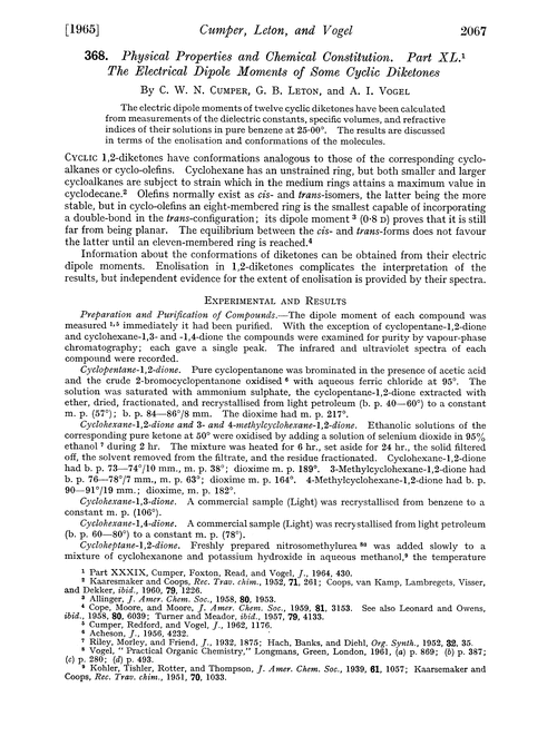 368. Physical properties and chemical constitution. Part XL. The electrical dipole moments of some cyclic diketones