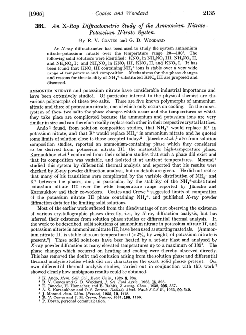 381. An X-ray diffractometric study of the ammonium nitrate–potassium nitrate system