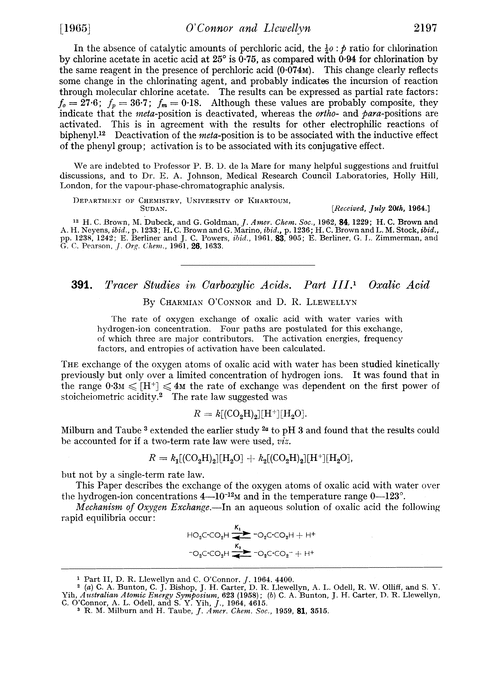 391. Tracer studies in carboxylic acids. Part III. Oxalic acid