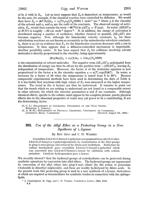 393. Use of the allyl ether as a protecting group in a new synthesis of L-lyxose