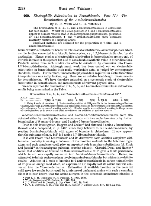 400. Electrophilic substitution in benzothiazole. Part II. The bromination of the aminobenzothiazoles