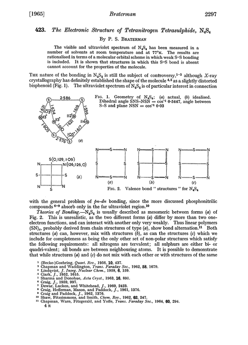 423. The electronic structure of tetranitrogen tetrasulphide,N4S4