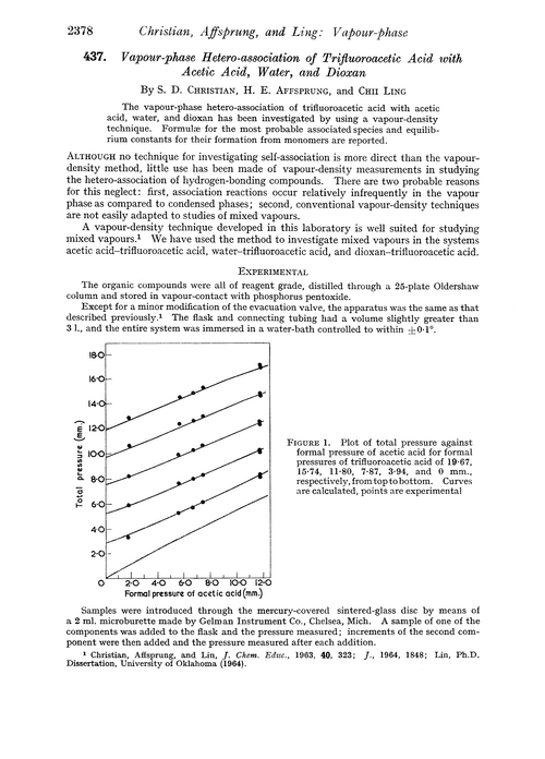 437. Vapour-phase hetero-association of trifluoroacetic acid with acetic acid, water, and dioxan