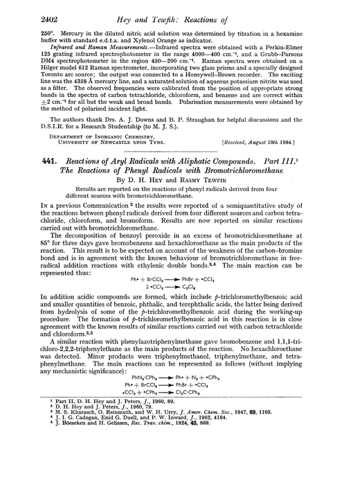 441. Reactions of aryl radicals with aliphatic compounds. Part III. The reactions of phenyl radicals with bromotrichloromethane