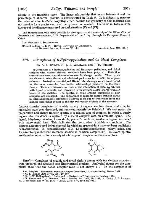 467. π-Complexes of 8-hydroxyquinoline and its metal complexes