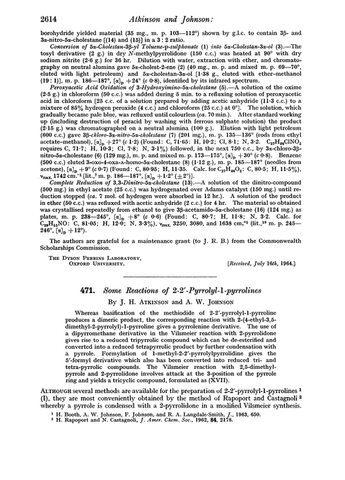 471. Some reactions of 2-2′-pyrrolyl-1-pyrrolines