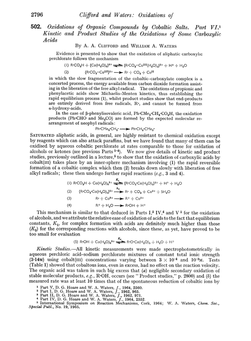 502. Oxidations of organic compounds by cobaltic salts. Part VI. Kinetic and product studies of the oxidations of some carboxylic acids