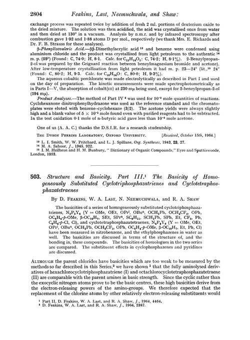 503. Structure and basicity. Part III. The basicity of homogeneously substituted cyclotriphosphazatrienes and cyclotetraphos-phazatetraenes