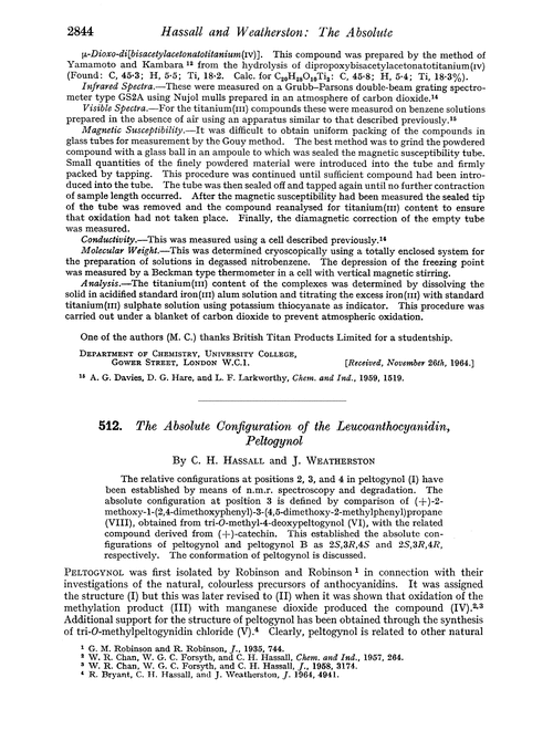 512. The absolute configuration of the leucoanthocyanidin, peltogynol