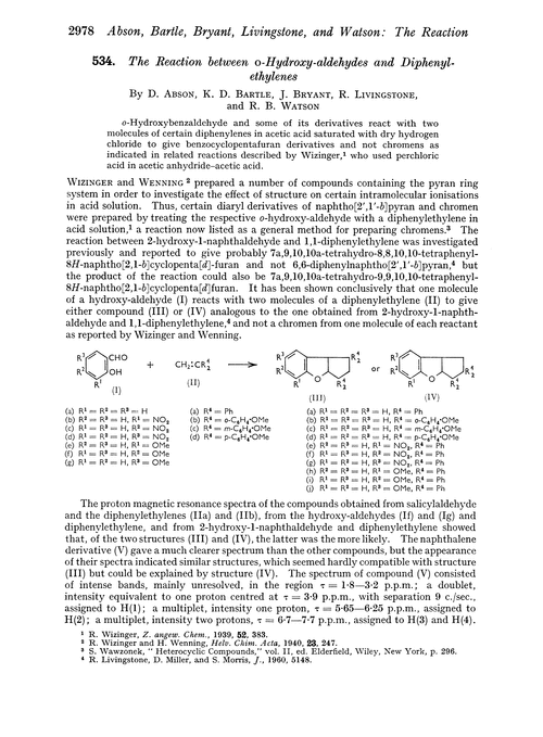 534. The reaction between o-hydroxy-aldehydes and diphenylethylenes