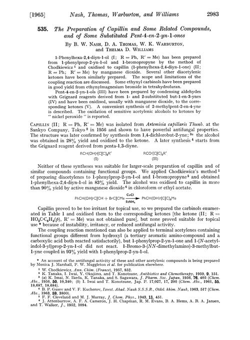 535. The preparation of capillin and some related compounds, and of some substituted pent-4-en-2-yn-1-ones