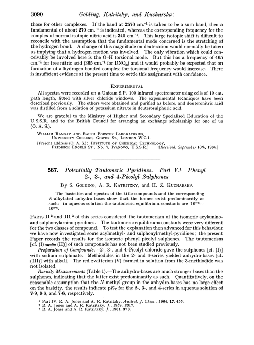 567. Potentially tautomeric pyridines. Part V. Phenyl 2-, 3-, and 4-picolyl sulphones